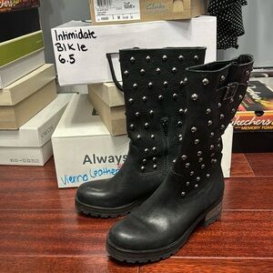 Black Studded Mid-Calf Boots